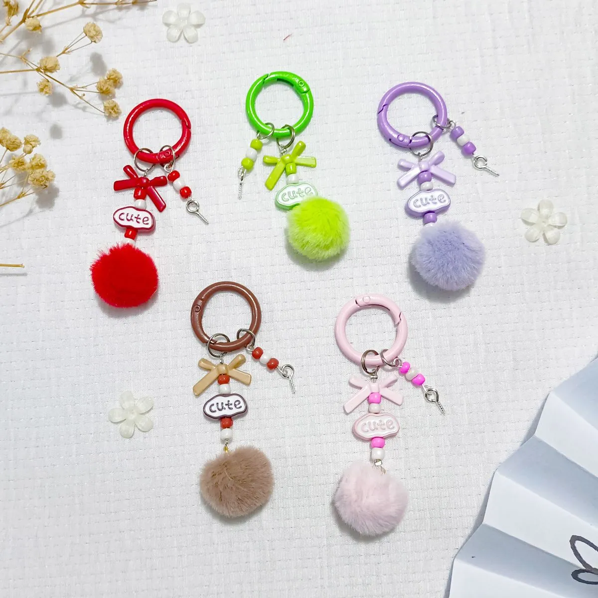 DIY Pom-Pom Alphabet Blind Box Beaded Keychain & Phone Lanyard – Cute Bag Charm with Surprise Letters, Car Key Accessory & Purse Pendant